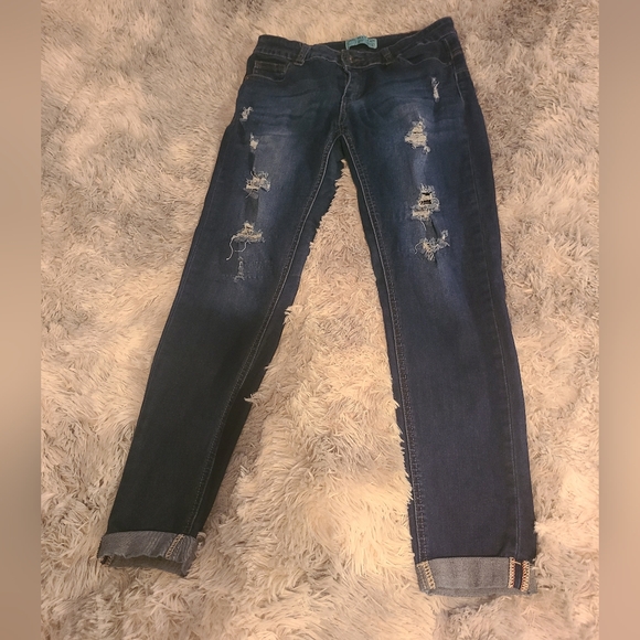 Wax Jeans Distressed Blue Jeans - Picture 3 of 14